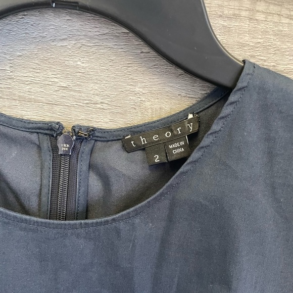 THEORY Calyxa Navy Pleated Dress Sz 2 - Picture 4 of 5